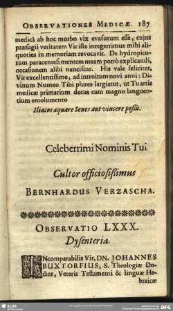 Observatio LXXX. Dysenteria