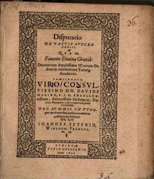 Disputatio De Pactis Successoriis
