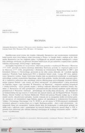 [Rezension von: Aleksandra Bernatowicz, Malarze w Warszawie czasów Stanisława Augusta. Status - aspiracje - twórczość]