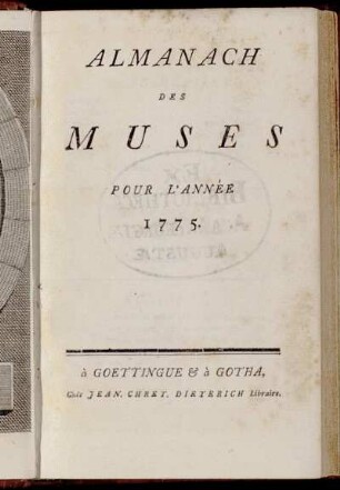 1775: Almanach Des Muses Pour L'Année 1775