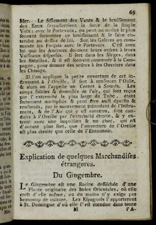 Explication de quelques Marchandises étrangeres.