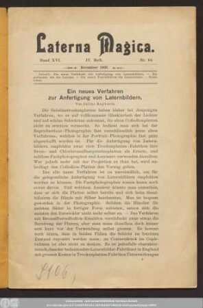 Band XVI. IV. Heft. Nr. 64. November 1900.