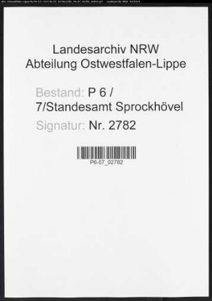 Namensverzeichnis Sprockhövel, Todesfälle