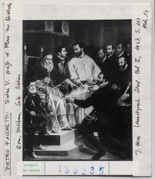 Pietro Facchetti: Sixtus V. prüft den Plan zur Bibliothek in Rom. Vatikan, Sala Sistina