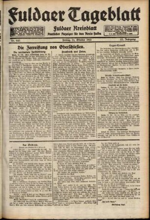 Ausgabe vom Freitag, den 21. Oktober 1921.