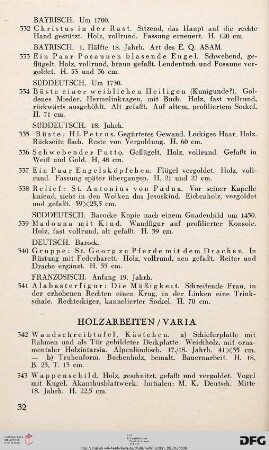 Holzarbeiten, Varia (Nr. 342-363)
