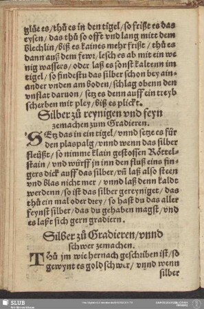 Silber zu Gradieren, unnd schwer zemachen