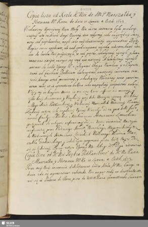 [Wiadomości i kopie listów ... Octobris 1673]