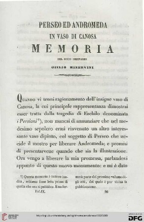 9: Perseo ed Andromeda in vaso di Canosa : memoria