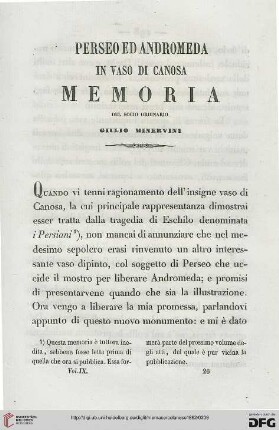 9: Perseo ed Andromeda in vaso di Canosa : memoria