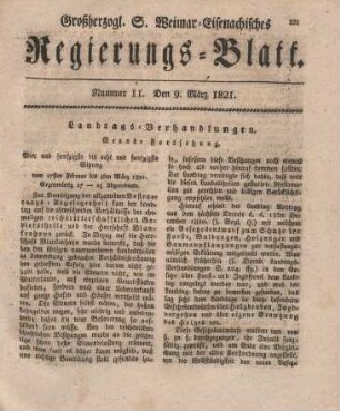 Nr. 11 : 9. März 1821