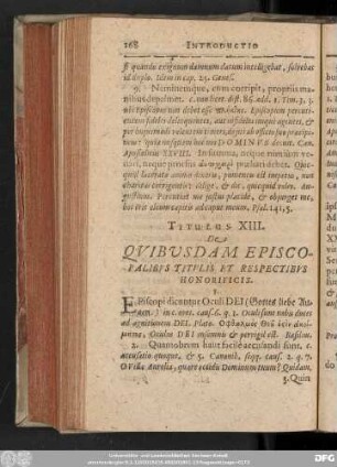 Titulus XIII. De Quibusdam Episcopalibus Titulis Et Respectibus Honorificis.