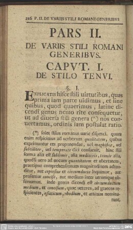 Pars II, De Variis Stili Romani Generibus