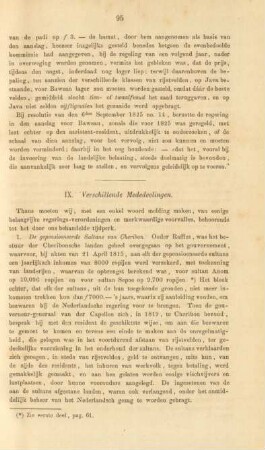 IX. Verschillende mededeelingen