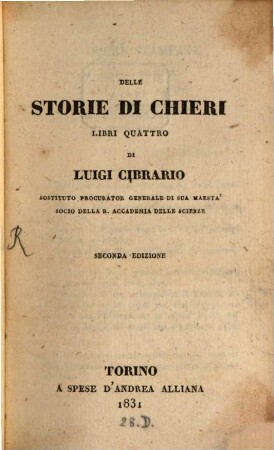 Delle Storie di Chieri : Libri IV.