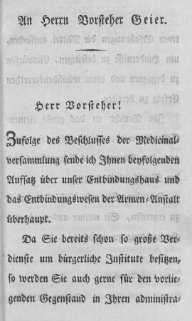 An Herrn Vorsteher Geier.