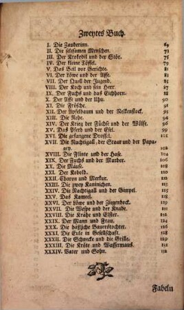 Herrn M. G. Lichtwers, Königl. Preußischen Hof- und Regierungsraths im Fürstenthume Halberstadt, auserlesene verbesserte Fabeln und Erzählungen : in zweyen Büchern
