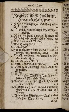 Register über das dritte Hundert nützlicher Historien