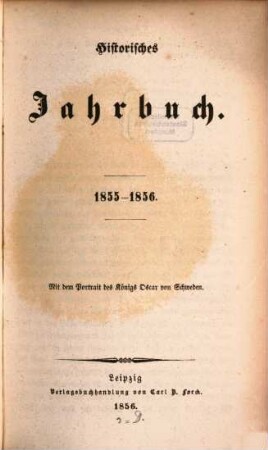 Historisches Jahrbuch. 1855/56, 1855/56 (1856)
