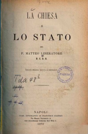 La chiesa e lo stato