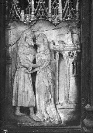 Detail vom Marienaltar, Begegnung an der Goldenen Pforte