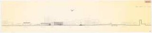Neuordnung des Gebietes um den Mehringplatz, Berlin-Kreuzberg Schinkelwettbewerb 1963: Panoramaansicht nach Osten 1:500