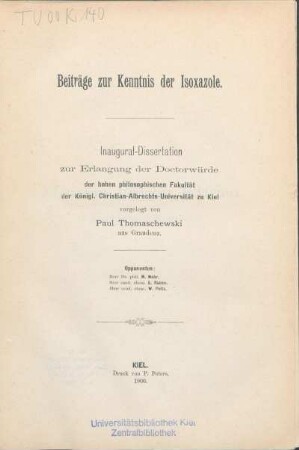 Beiträge zur Kenntnis der Isoxazole