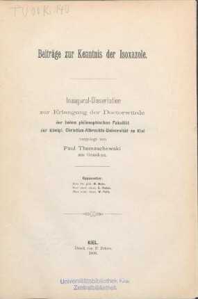 Beiträge zur Kenntnis der Isoxazole