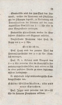 13-15, Schöne Wissenschaften, alte und neue Sprachen