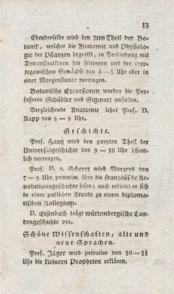 13-15, Schöne Wissenschaften, alte und neue Sprachen
