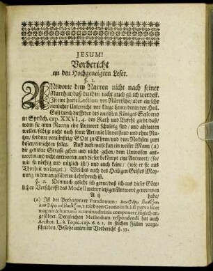 Vorbericht an den Hochgeneigten Leser.