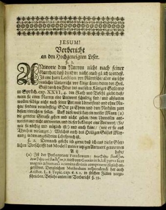 Vorbericht an den Hochgeneigten Leser.
