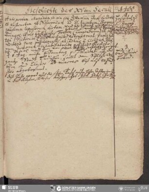 Geschichte des XVten Seculi
