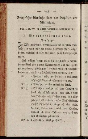 Fortgesetzte Versuche über das Behüten der Wintersaat