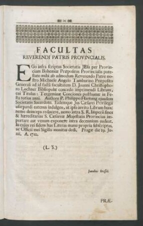 Facultas Reverendi Patris Provincialis