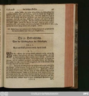 Die 31. Betrachtung. Von der Wiedergeburt der Gläubigen.