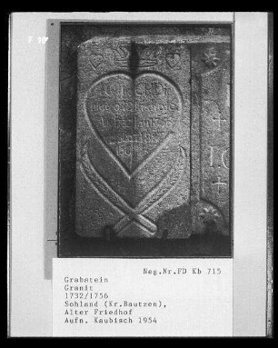 Grabstein. Granit. 1732/1756. Sohland an der Spree, Alter Friedhof