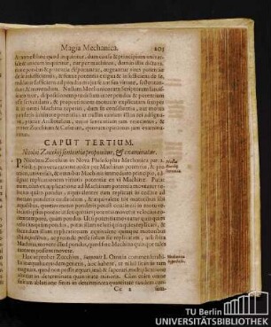 Caput Tertium. Nicolai Zucchij sententia proponitur, & examinatur.