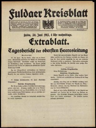 Ausgabe vom Mittwoch, den 30. Juni 1915.