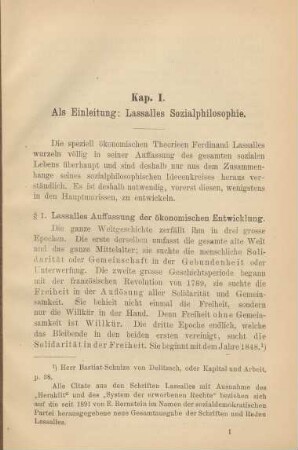 Kap. I. Als Einleitung: Lassalles Sozialphilosophie.