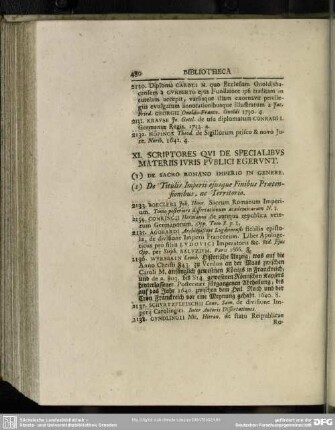 XI. [i.e. IX] Scriptores Qui De Specialibus Materiis Iuris Publici Egerunt