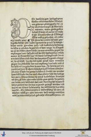 Widmungsbrief von Wyle an Pfalzgräfin Mechthild, Erzherzogin von Österreich, Esslingen 1.3.1462