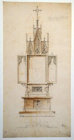 Entwurfszeichnung für einen Seitenaltar in Bad Mergentheim, Münster St. Johann Baptist