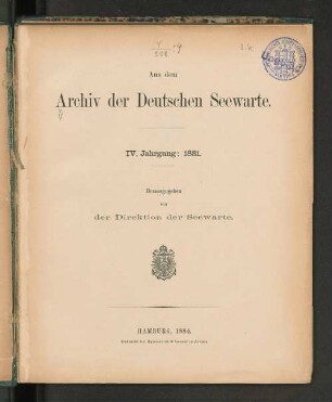 4.1881: Jahresbericht über die Tätigkeit der Deutschen Seewarte