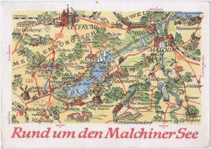 Mecklenburgische Schweiz (Landschaft), Malchiner See. Schematische Übersichtskarte, Ansichtskarte