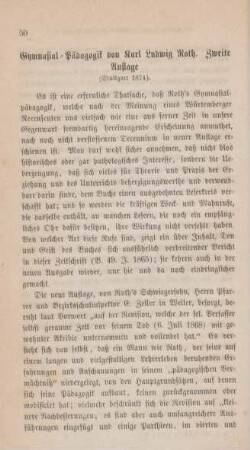 50-58 "Gymnasial-Pädagogik" von Karl Ludwig Roth