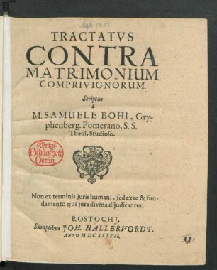 Tractatus Contra Matrimonium Comprivignorum