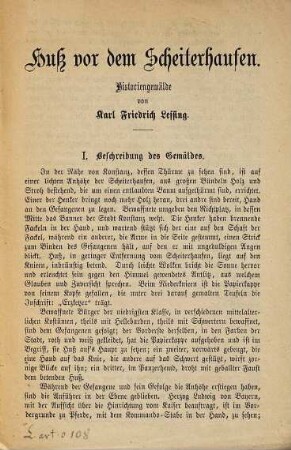 Huss vor dem Scheiterhaufen : Historische, biographische und kritische Beschreibung