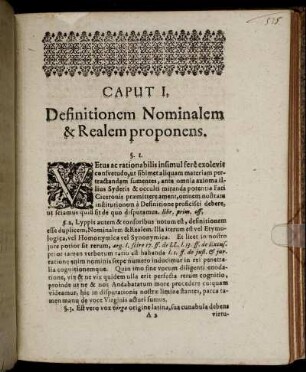 Caput I. Definitionem Nominalem & Realem proponens