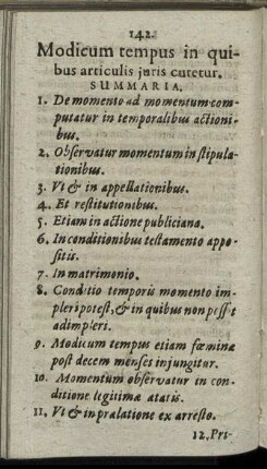 Modicum tempus in quibus articulis iuris curetur. Cap. IX.